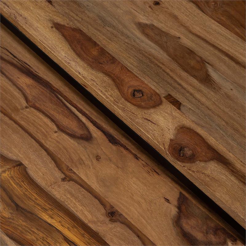 Bowery Hill Rustic Wood 2-Piece Nesting Table Set in Natural Oak
