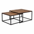 Bowery Hill Rustic Wood 2-Piece Nesting Table Set in Natural Oak
