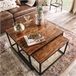 Bowery Hill Rustic Wood 2-Piece Nesting Table Set in Natural Oak