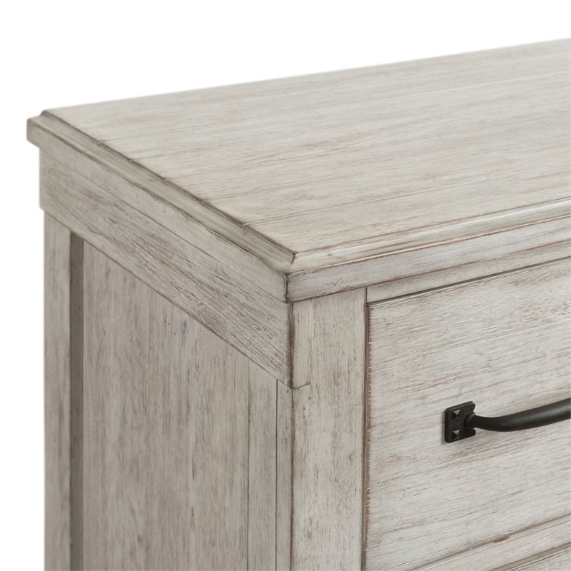 Bowery Hill 7-Drawer Wood Dresser with Mirror in White Distressed Finish