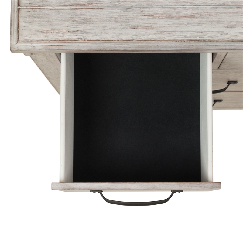 Bowery Hill 7-Drawer Wood Dresser with Mirror in White Distressed Finish