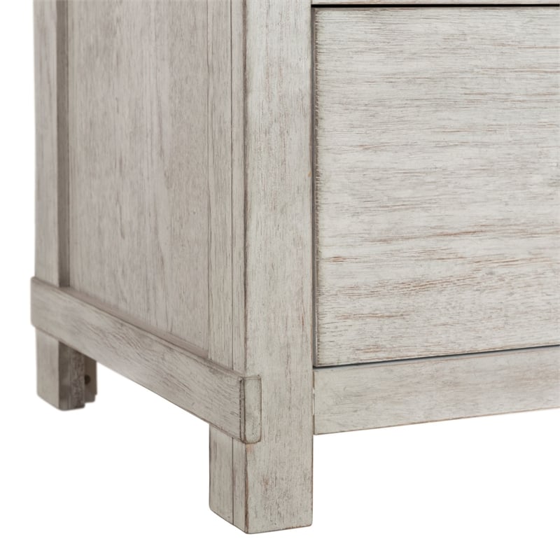 Bowery Hill 7-Drawer Wood Dresser with Mirror in White Distressed Finish