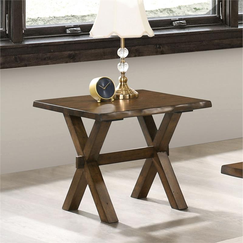 Bowery Hill Solid Wood End Table with Walnut Live Edge Design