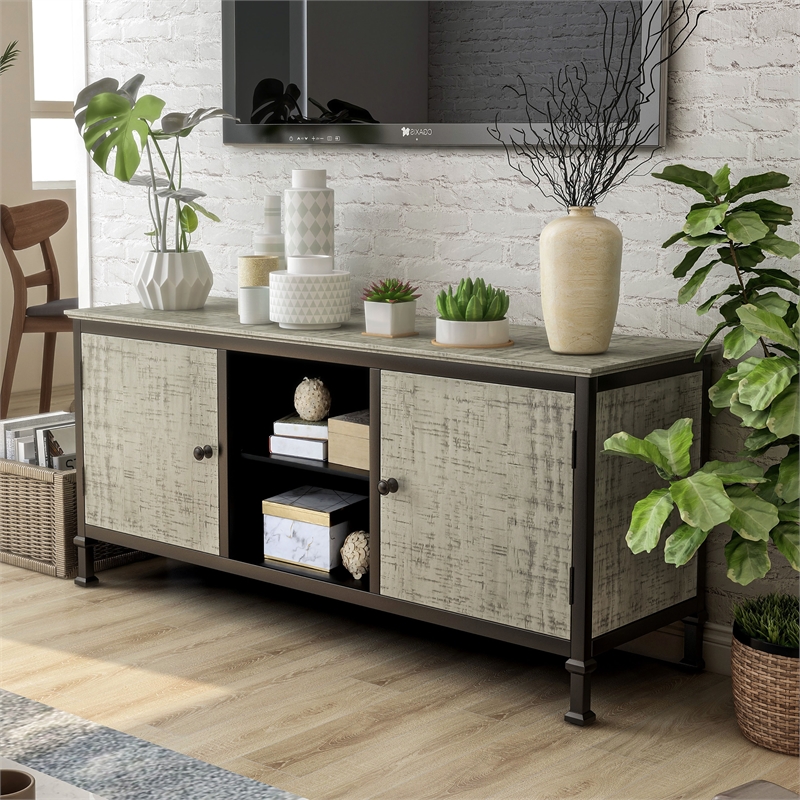 Bowery Hill 60-Inch Industrial Wood TV Stand in Gray