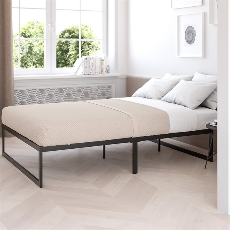 Bowery Hill 14 Inch Twin Black Metal Platform Bed Frame for Modern Spaces