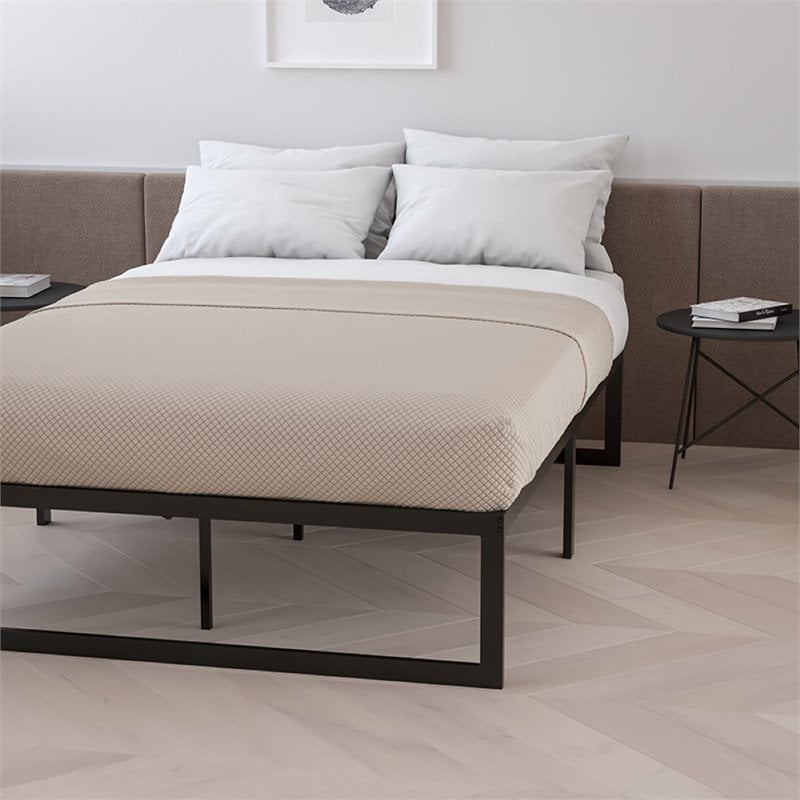 Bowery Hill 14 Inch Twin Black Metal Platform Bed Frame for Modern Spaces