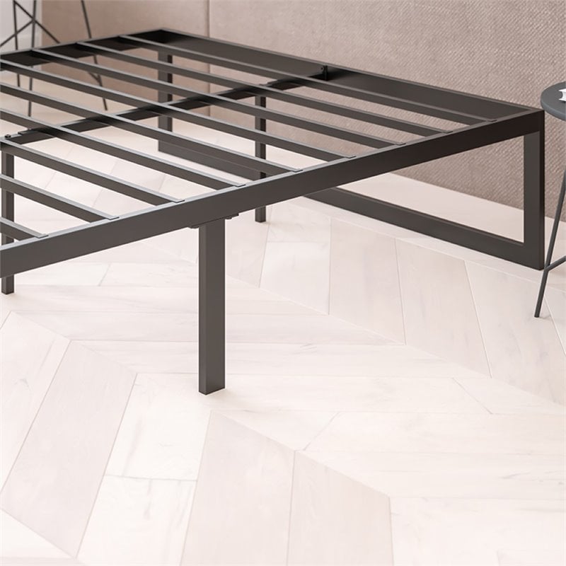 Bowery Hill 14 Inch Twin Black Metal Platform Bed Frame for Modern Spaces