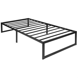 Bowery Hill 14 Inch Twin Black Metal Platform Bed Frame for Modern Spaces