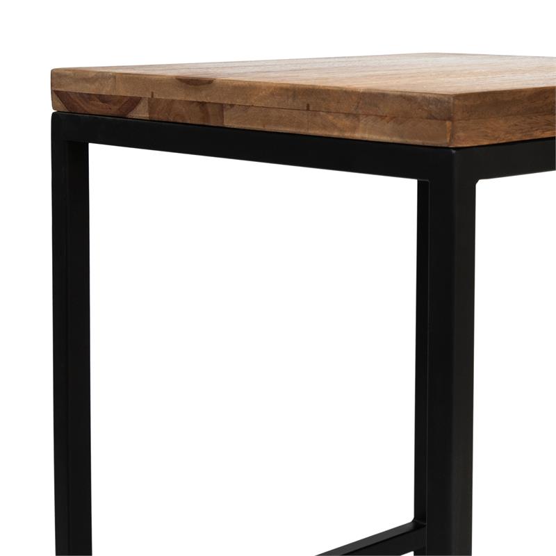 Bowery Hill Square Metal Barstool with Wood Seat in Golden Brown and Black