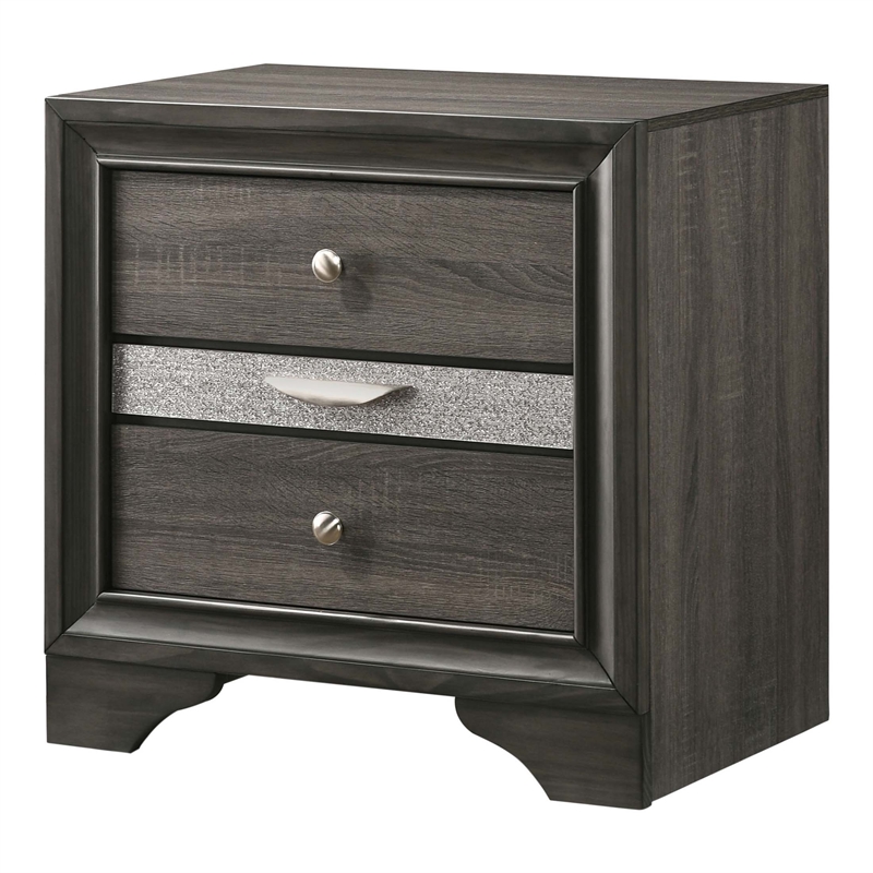 Bowery Hill Gray 3-Piece Wood Bedroom Set with King Bed and Nightstands