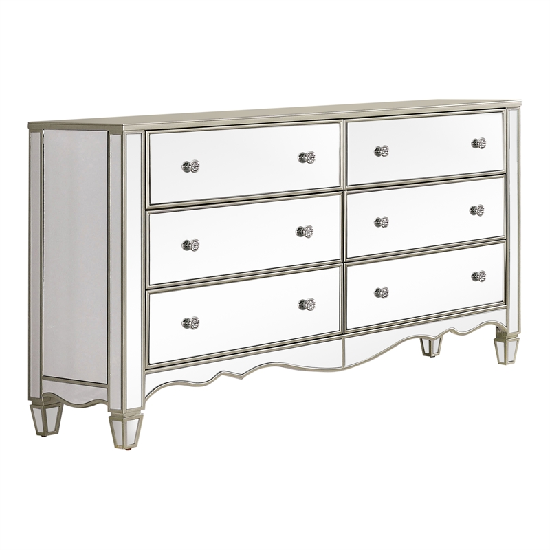 Bowery Hill Glam 3-Piece Silver Wood Cal King Bedroom Set with Dresser
