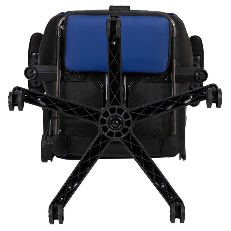 Bowery Hill Leather Reclining Gaming Chair in Black and Blue
