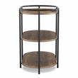 Bowery Hill Rustic Side Table with USB Ports Metal Matte Black 26 in