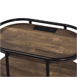Bowery Hill Rustic Side Table with USB Ports Metal Matte Black 26 in