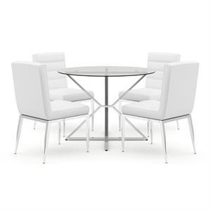 Bowery Hill 5-Piece Metal Dining Table Set in Chrome Finish