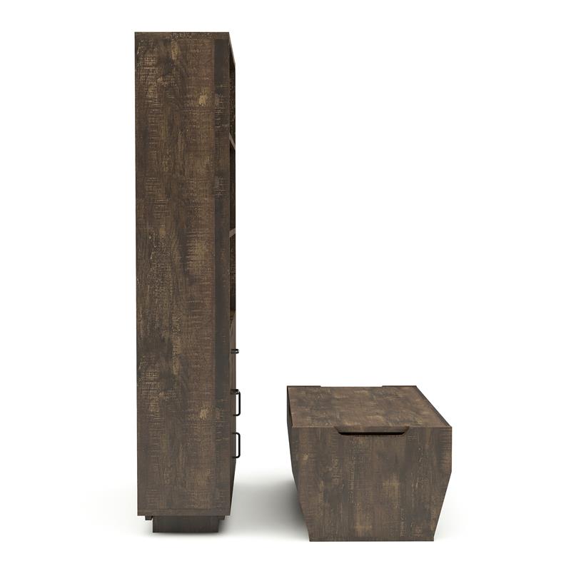 Bowery Hill 2-Piece Coffee Table and Bookcase Set in Reclaimed Oak