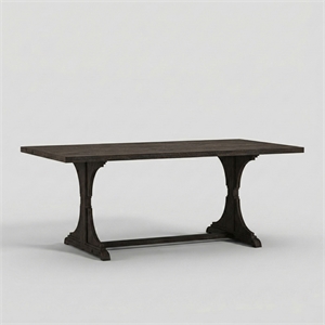 Bowery Hill Rustic Solid Wood Trestle Dining Table in Antique Black