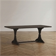 Bowery Hill Rustic Solid Wood Trestle Dining Table in Antique Black