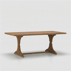 Bowery Hill Rustic Solid Wood Trestle Dining Table in Natural Tone