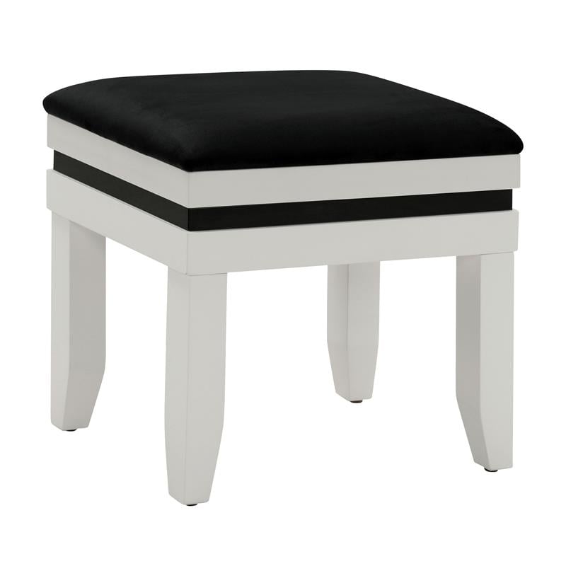 Bowery Hill 3-Piece Vanity Set with Mirror and Stool in White/Black
