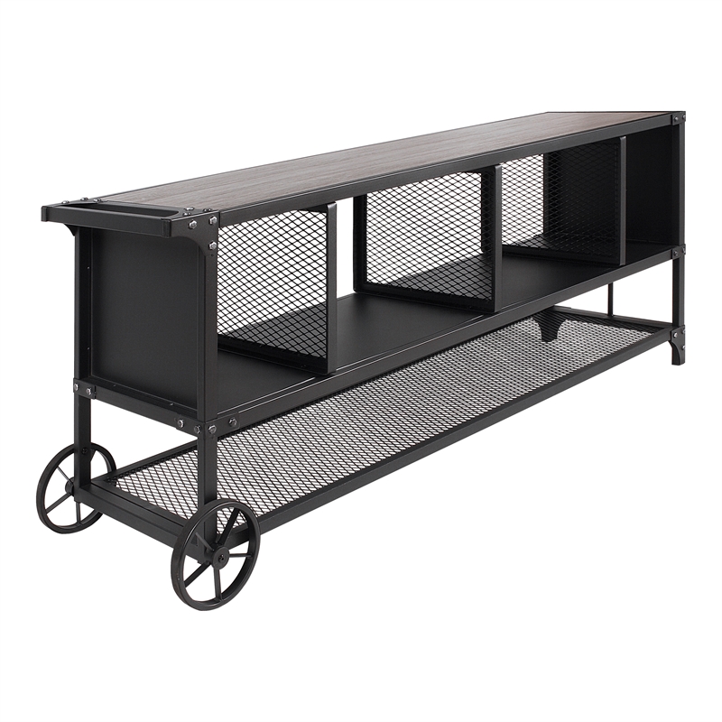Bowery Hill Industrial Metal Multi-Functional TV Stand in Gray