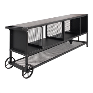 Bowery Hill Industrial Metal Multi-Functional TV Stand in Gray