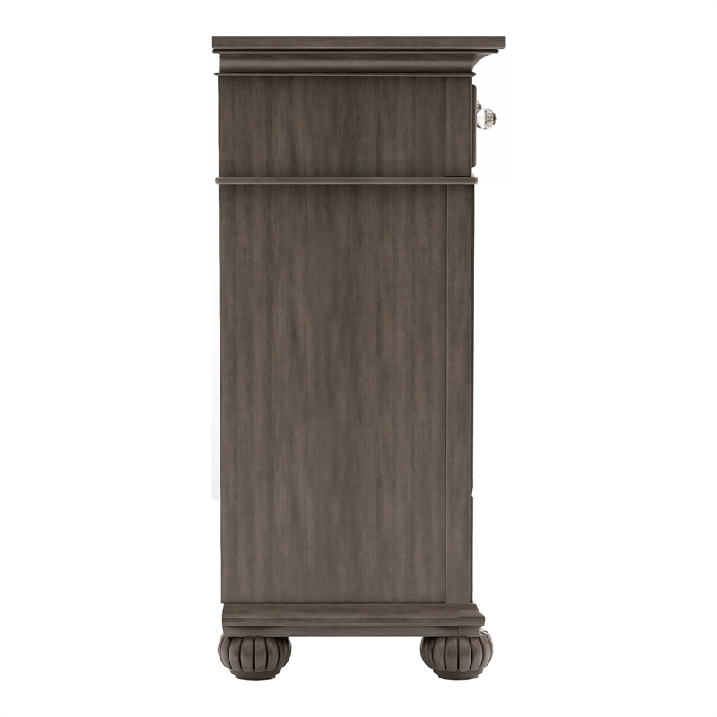 Bowery Hill Solid Wood 9-Drawer Dresser in Gray with Decorative Carvings