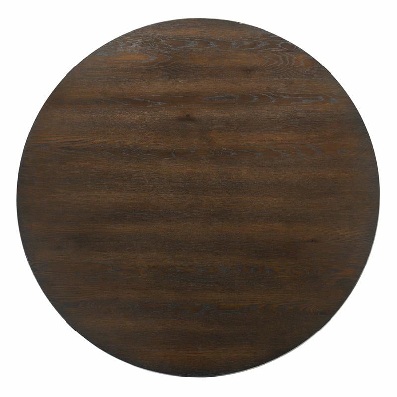 Bowery Hill Rustic Wood Round Dining Table in Antique White Finish