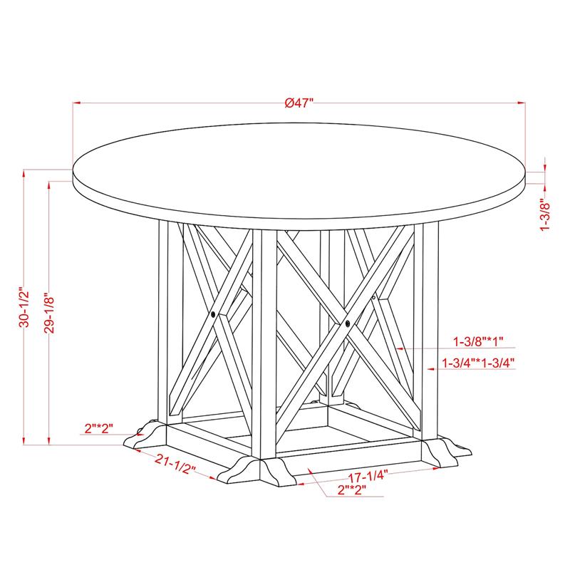 Bowery Hill Rustic Wood Round Dining Table in Antique White Finish