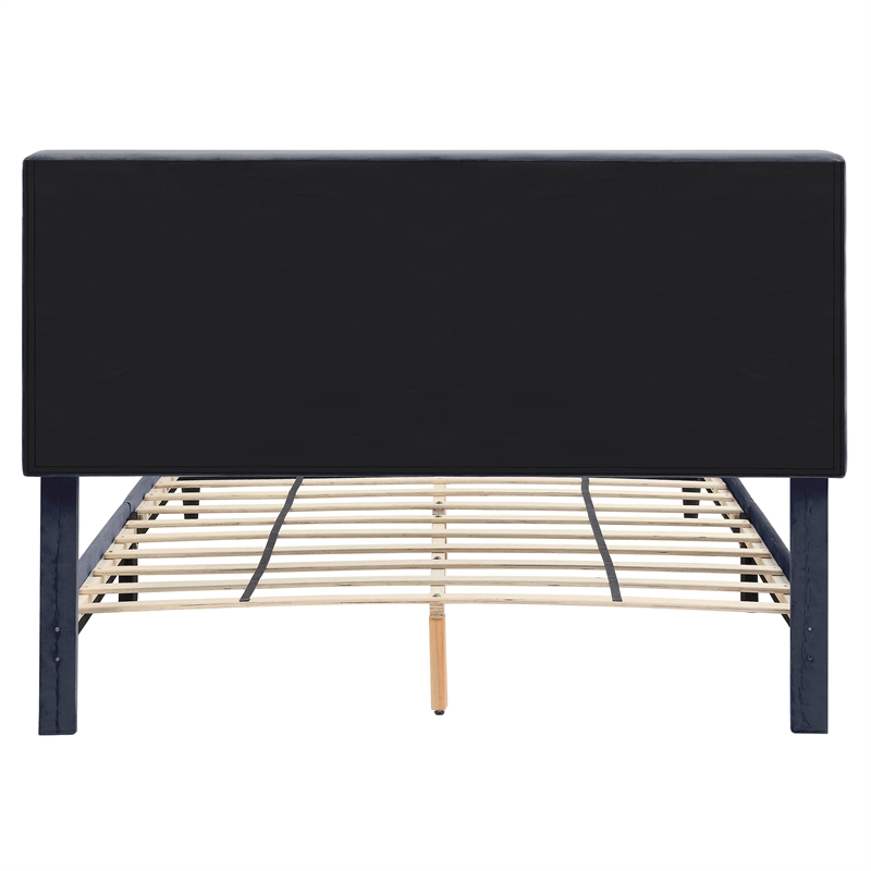 Bowery Hill Upholstered Gray Storage Queen Bed Frame with USB Port