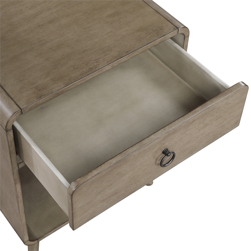Bowery Hill Mid-Century 1-Drawer Wooden Side Table in Grey Finish