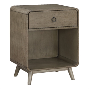 Bowery Hill Mid-Century 1-Drawer Wooden Side Table in Grey Finish
