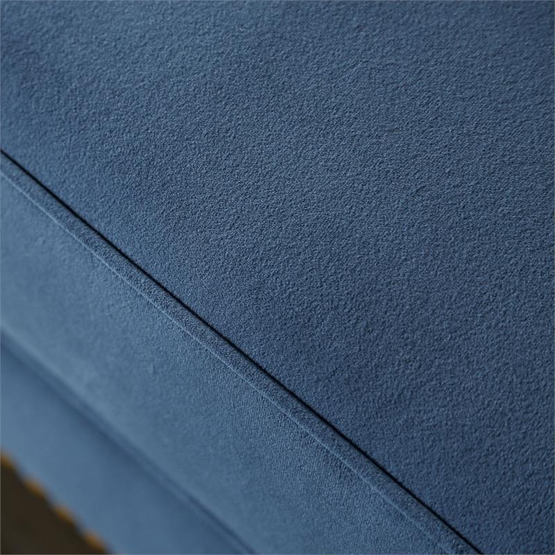 Bowery Hill Transitional Fabric Tufted Sofa with Nailhead Trim in Blue