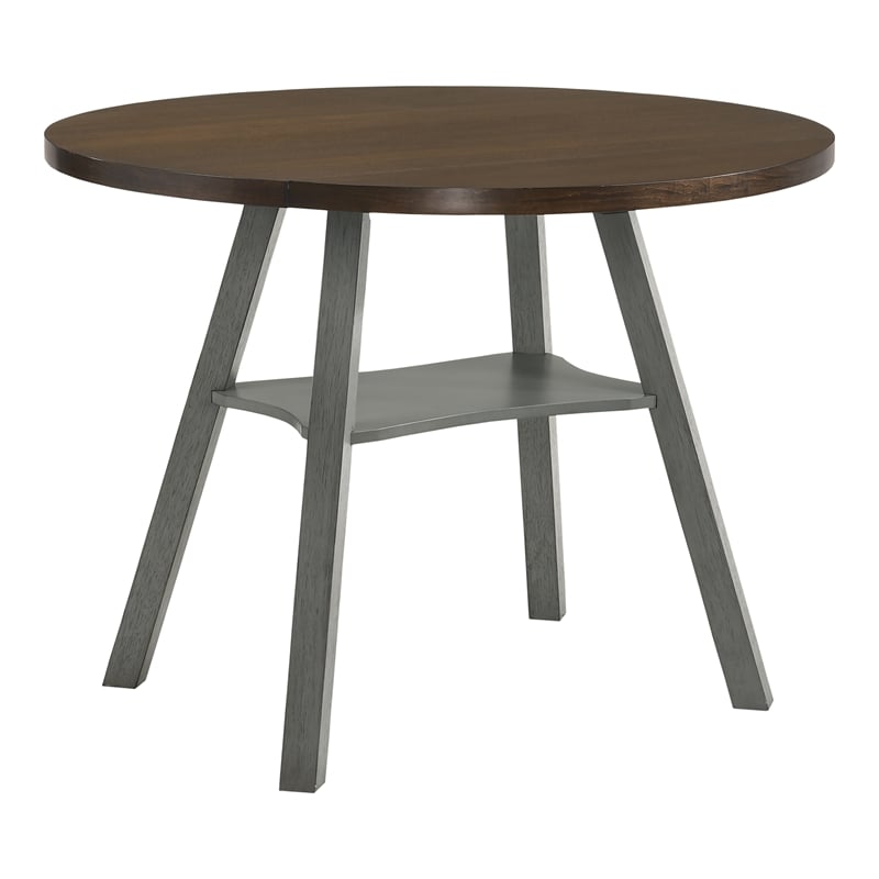Bowery Hill Wood Drop-Leaf Counter Height Table in Oak and Light Gray