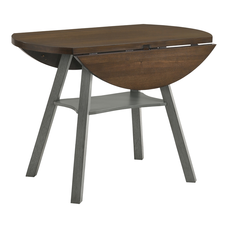 Bowery Hill Wood Drop-Leaf Counter Height Table in Oak and Light Gray