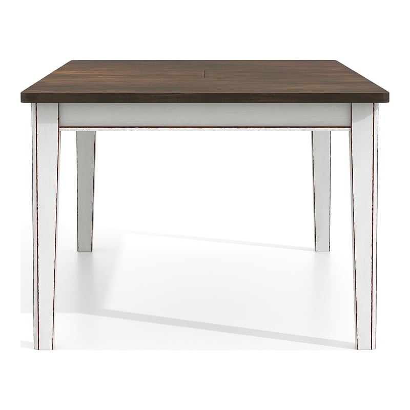 Bowery Hill Rustic Solid Wood Expandable Dining Table in Weathered White
