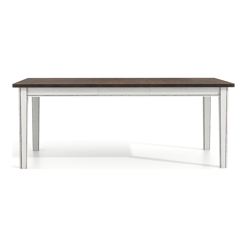 Bowery Hill Rustic Solid Wood Expandable Dining Table in Weathered White