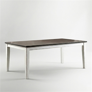 Bowery Hill Rustic Solid Wood Expandable Dining Table in Weathered White