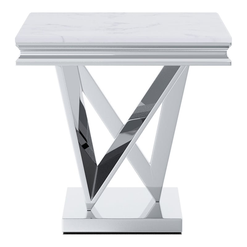 Bowery Hill Glam Metal 2-Piece Coffee Table Set with Chrome Finish