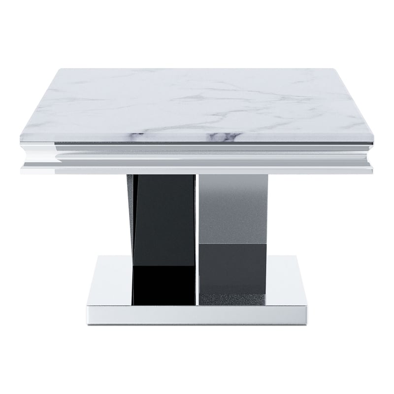 Bowery Hill Glam Metal 2-Piece Coffee Table Set with Chrome Finish