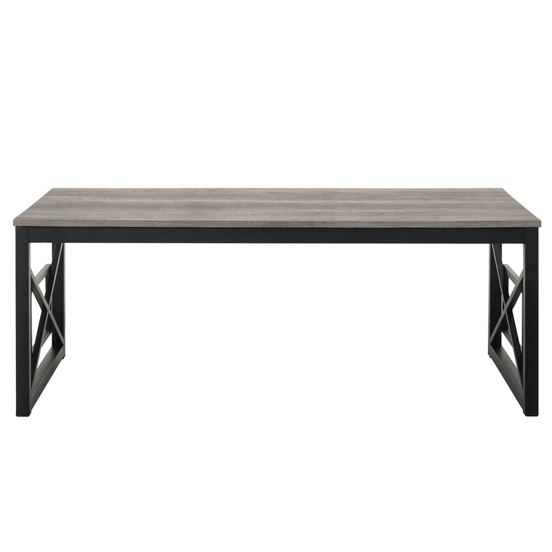 Bowery Hill Metal 2-Piece Coffee Table Set in Gray with Black Base