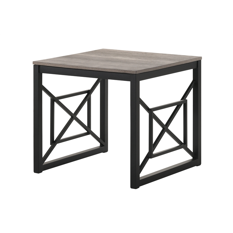 Bowery Hill Metal 2-Piece Coffee Table Set in Gray with Black Base