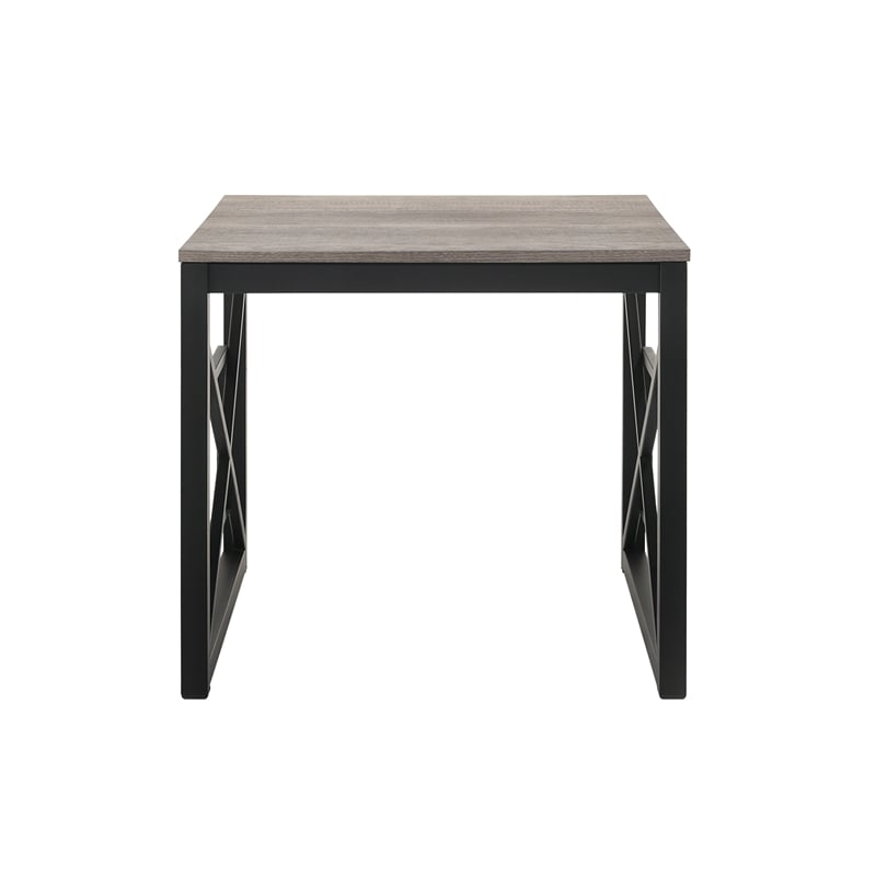 Bowery Hill Metal 2-Piece Coffee Table Set in Gray with Black Base