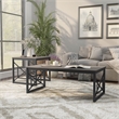 Bowery Hill Metal 2-Piece Coffee Table Set in Gray with Black Base
