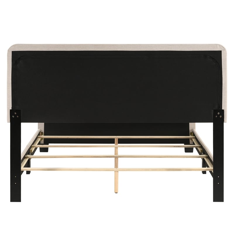 Bowery Hill Beige King Upholstered Wood Bed with Button Tufted Design