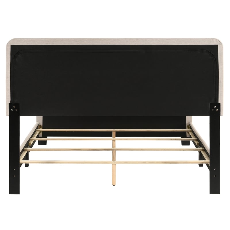 Bowery Hill Beige Queen Upholstered Wood Bed with Button Tufted Design
