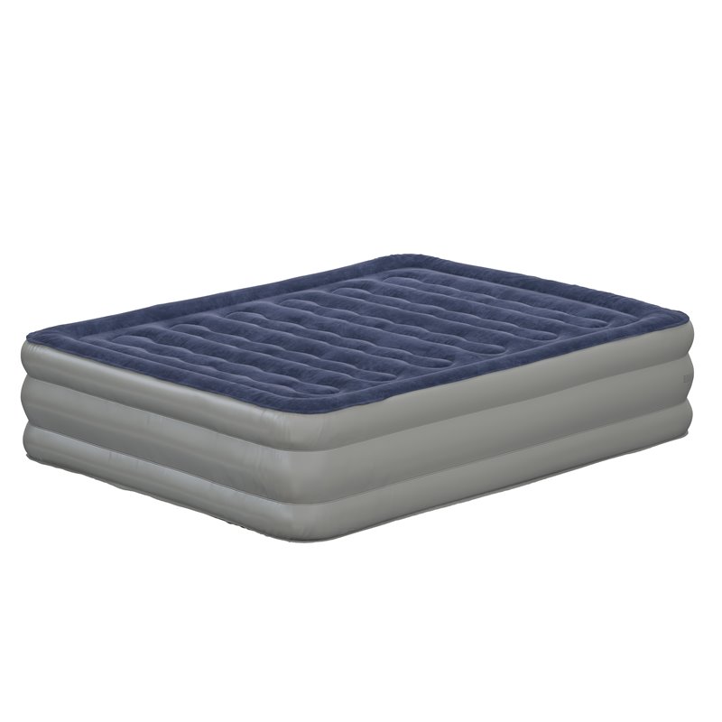 Bowery Hill PVC Queen Air Mattress with Flocked Top in Blue and Gray