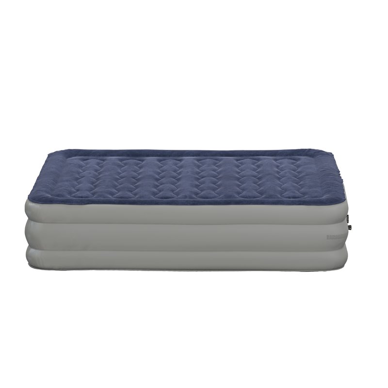 Bowery Hill PVC Queen Air Mattress with Flocked Top in Blue and Gray