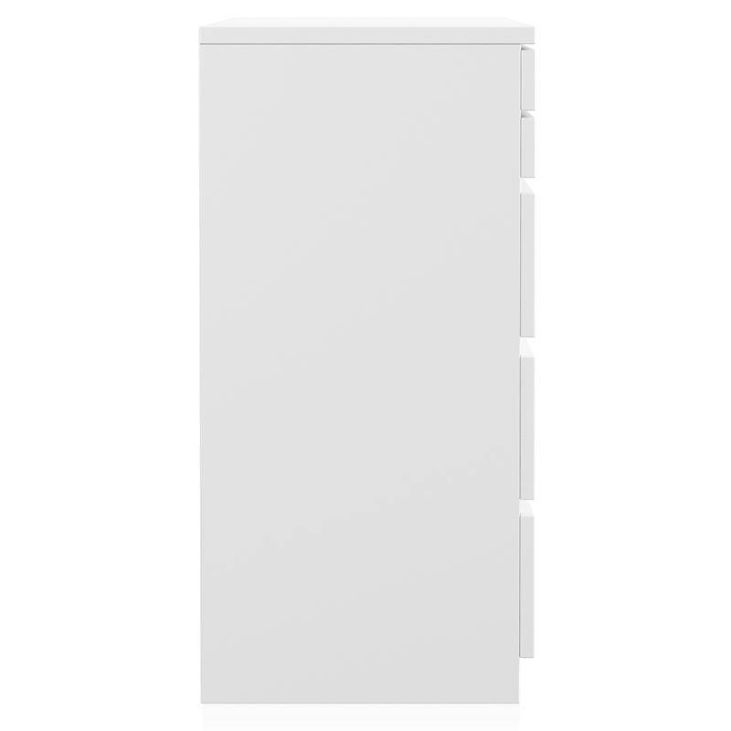 Bowery Hill Contemporary Wood Vanity Chest with 5 Drawers in White Finish