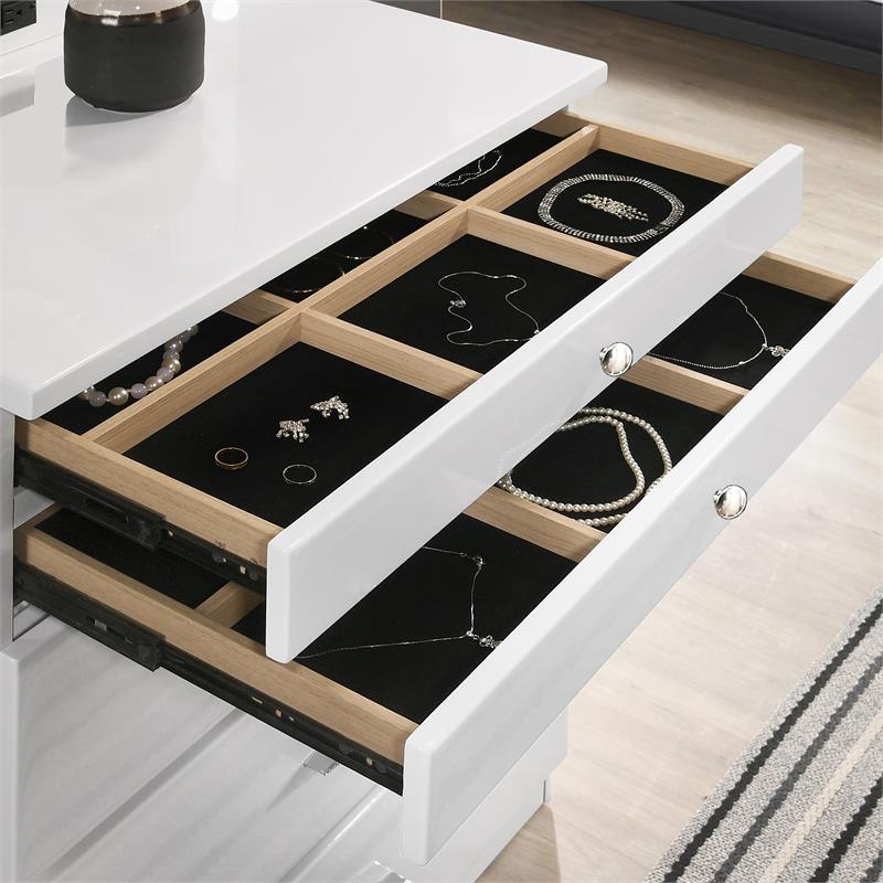 Bowery Hill Contemporary Wood Vanity Chest with 5 Drawers in White Finish